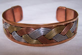 Wholesale DELUXE THREE TONE COPPER BANGLE CUFF BRACELET ( sold by the piece or dozen )